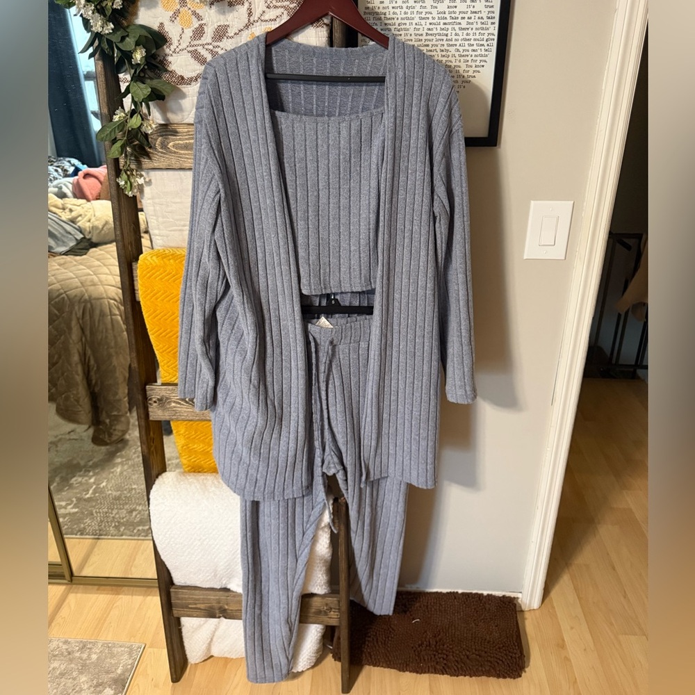 SHEIN Grayish Blue Ribbed Knitwear